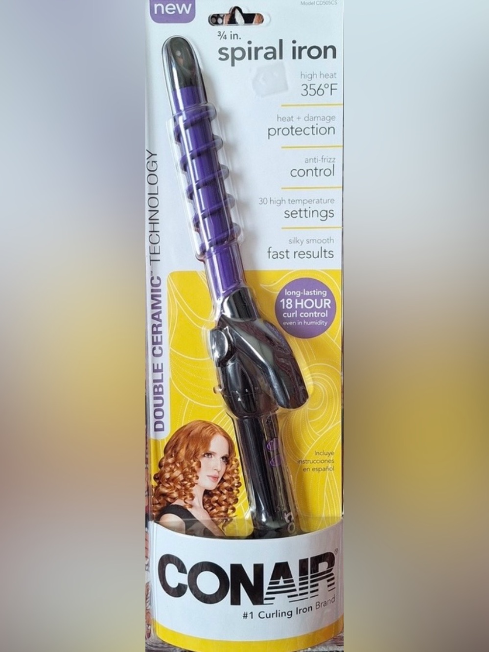 Conair 3/4" Spiral Iron Curling Wand - Purple & Black Discontinued